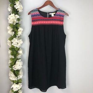 C&C California Black Dress with Multicolor Embroidery